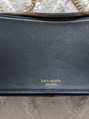 kate spade Black Leather Shoulder Bag with Gold Chain